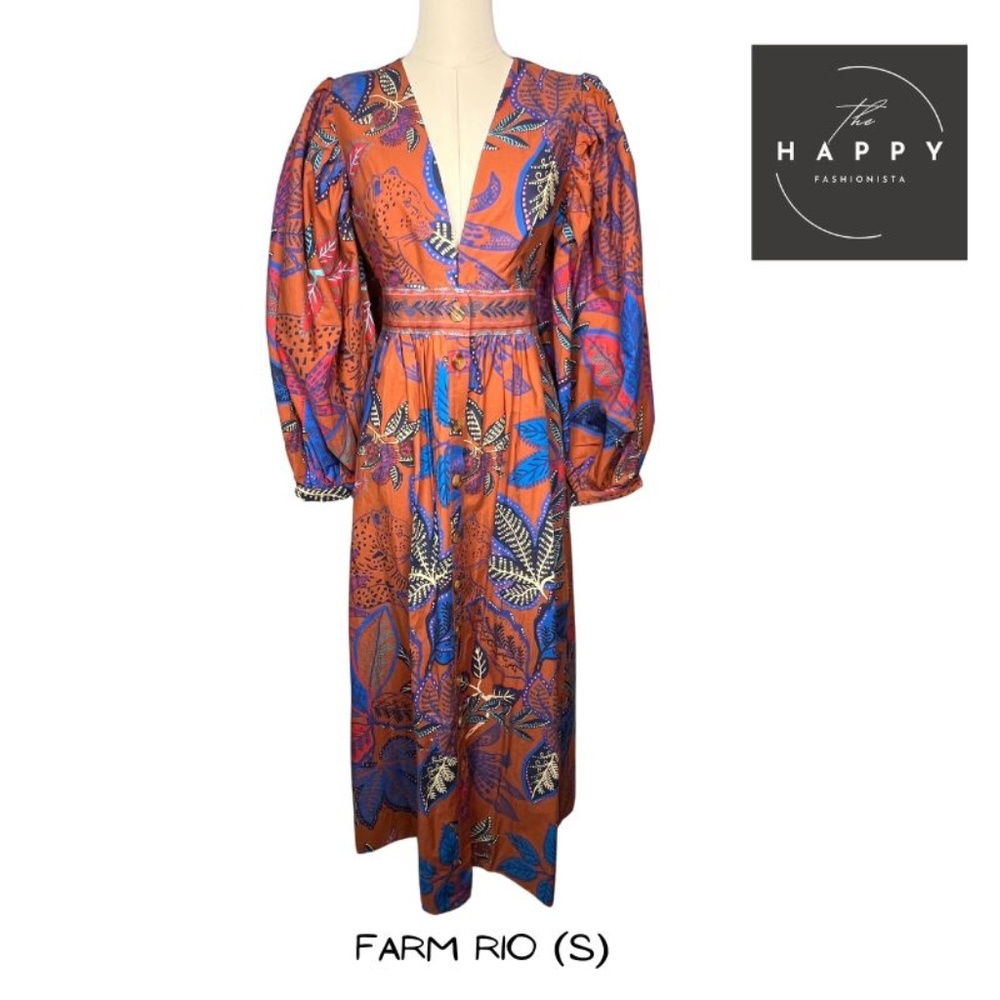 FARM Rio Orange and Blue Maxi Dress